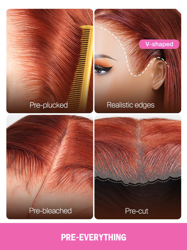 Lark Reddish Brown Bleached Knots Glueless 13x6 Body Wave Straight Lace Front Human Hair Wigs Pre Plucked with Drawstring