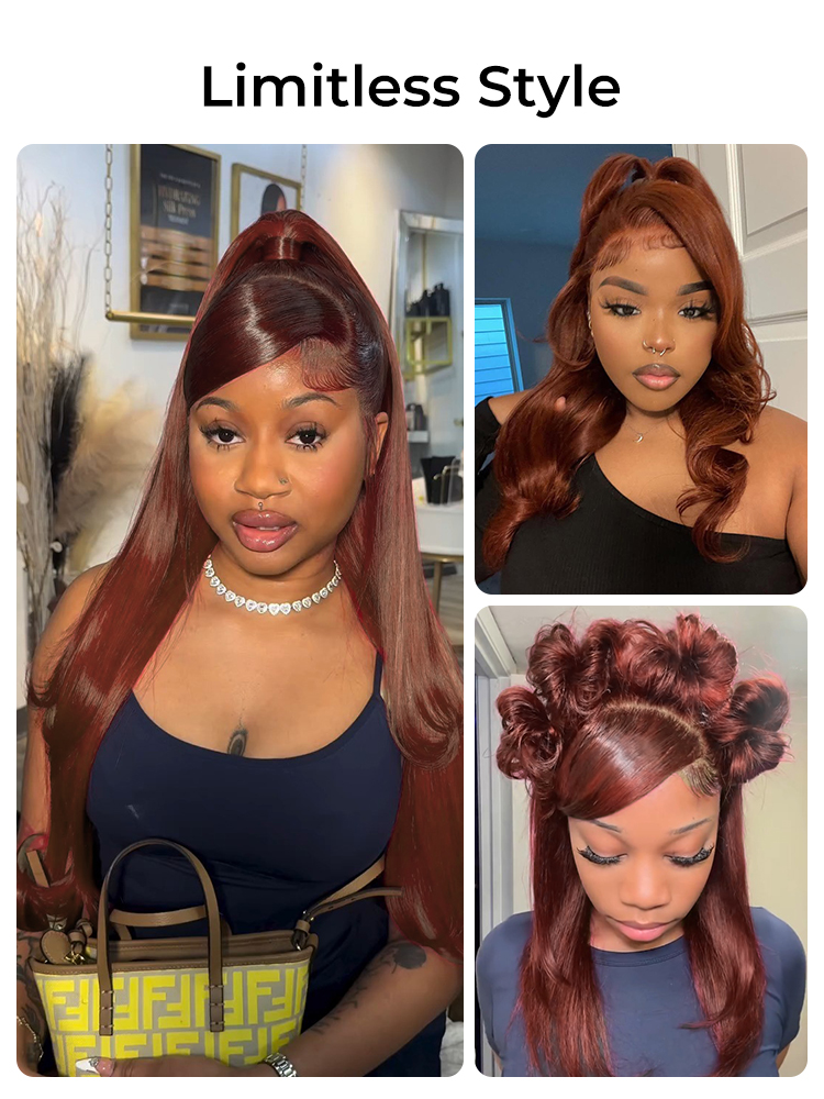Lark Reddish Brown Bleached Knots Glueless 13x6 Body Wave Straight Lace Front Human Hair Wigs Pre Plucked with Drawstring-wigflash