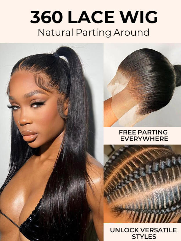 Lila Straight 360 Full Lace Frontal Wigs Pre Plucked Bleached Knots with Drawstring Glueless Wigs