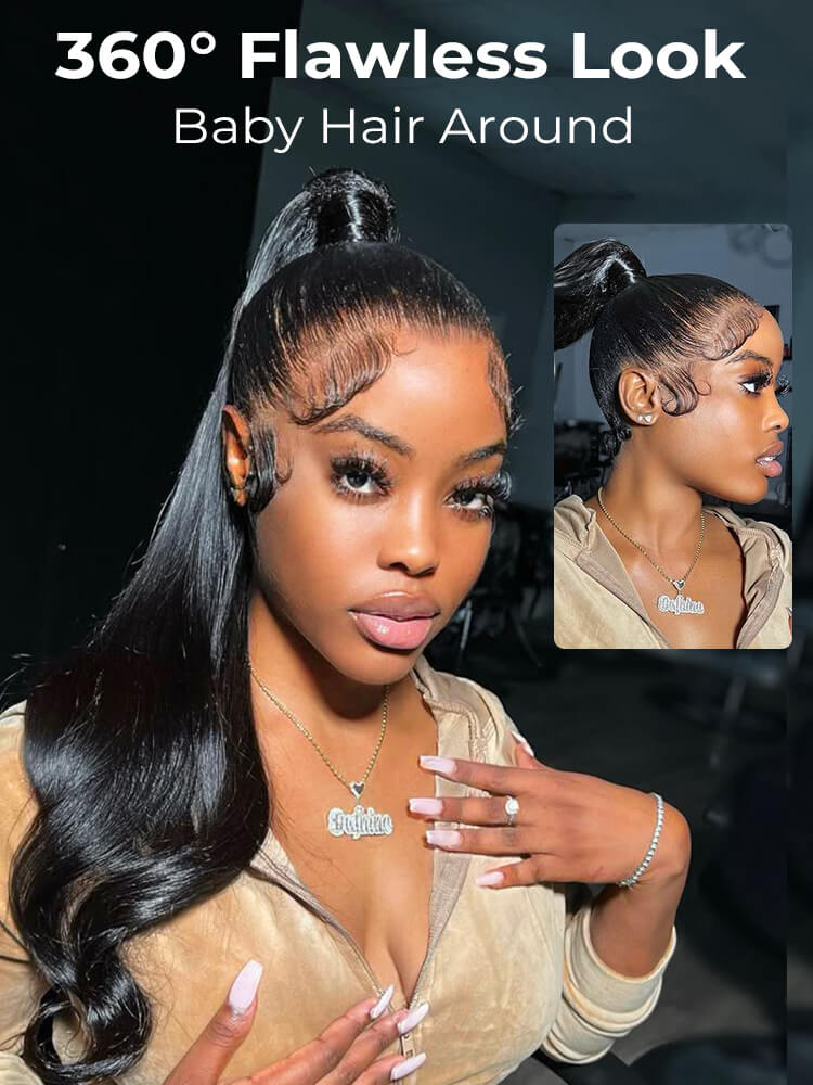 Lila Straight 360 Full Lace Frontal Wigs Pre Plucked Bleached Knots with Drawstring Glueless Wigs