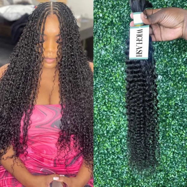 Lola Deep Wave Bulk Human Hair for for Boho Knotless Braiding Water Wave/ Body Wave/ Loose Wave Bulk Hair