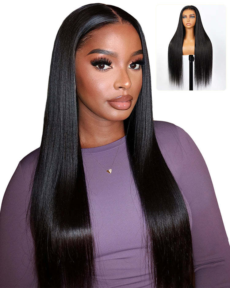Liv 5x5 Straight Ready to Go Glueless Human Hair Wigs Pre Bleached Lace Closure Wig with Drawstring