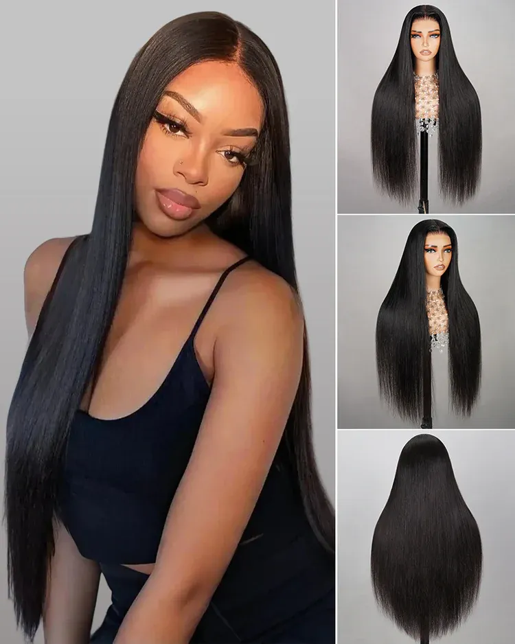 Liv 5x5 Straight Ready to Go Glueless Human Hair Wigs Pre Bleached Lace Closure Wig with Drawstring