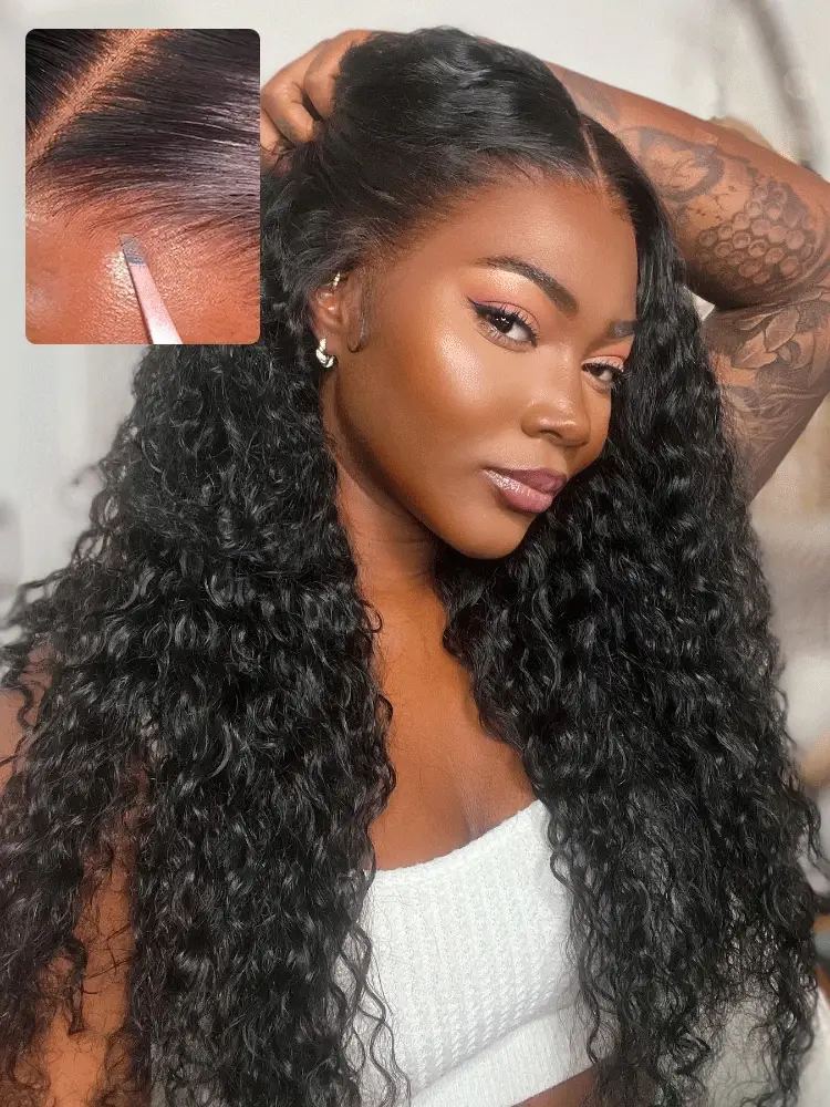Fiona 13x6 HD Lace Frontal Wigs Bleached Knots Water Wave Glueless Human Hair Wigs Pre Plucked