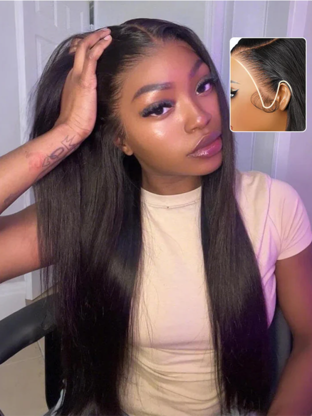 Elena Bleached Knots Glueless 13x6 Straight Lace Front Human Hair Wigs With Drawstring Pre Plucked