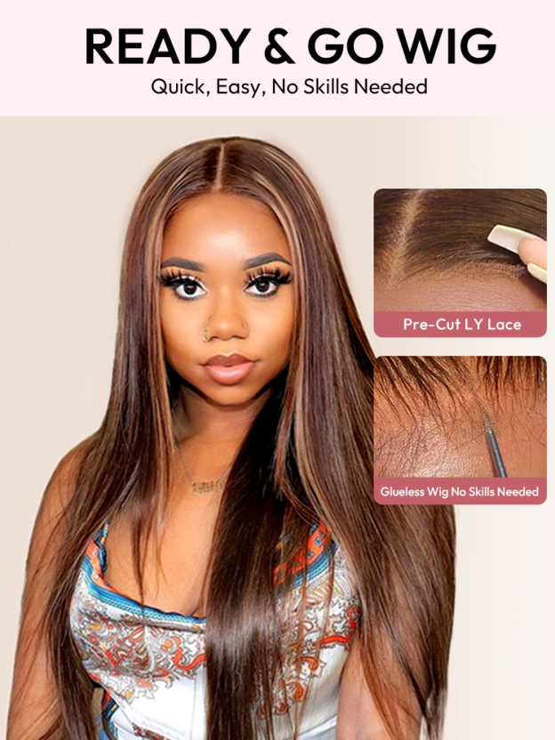 Naomi P4/27 Highlight Bleached Knots Glueless 13x6 Body Wave Lace Front Human Hair Wigs Straight Wig Pre Plucked with Drawstring-wigflash