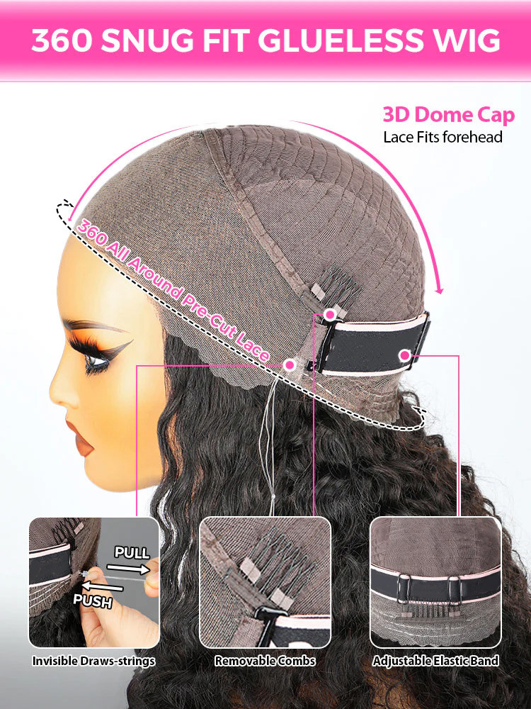 Nina Burmese Curly 360 Full Lace Frontal Wigs Pre Plucked Bleached Knots with Drawstring Glueless Wigs-wigflash