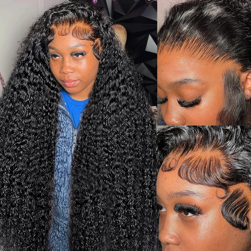 Rhea 50Inch Curly 13x6 HD Lace front Wig Human Hair Glueless Wigs Pre Bleached Knots and Pre Plucked