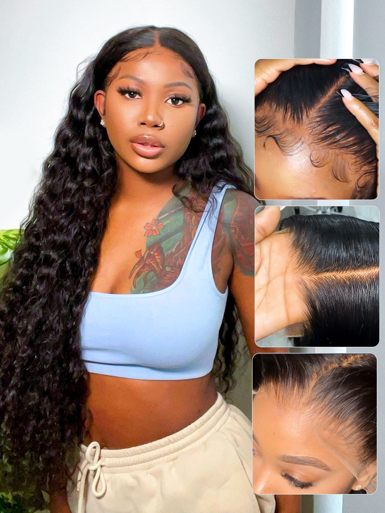 Sage 40 50 Inch Long HD Lace Front Wigs Glueless Water Wave Human Hair Wigs Pre Bleached Knots and Pre Plucked-wigflash