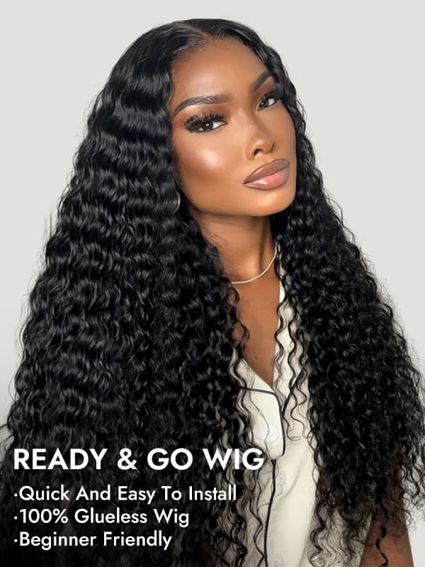 Sarah 5x5 Deep Wave Ready to Go Glueless Human Hair Wigs Pre Bleached Lace Closure Wig with Drawstring-wigflash
