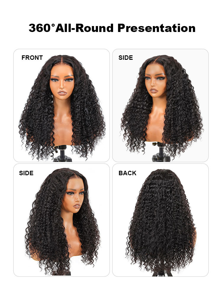 Sarah 5x5 Deep Wave Ready to Go Glueless Human Hair Wigs Pre Bleached Lace Closure Wig with Drawstring-wigflash