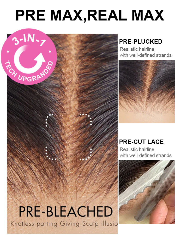 Sarah 5x5 Deep Wave Ready to Go Glueless Human Hair Wigs Pre Bleached Lace Closure Wig with Drawstring-wigflash