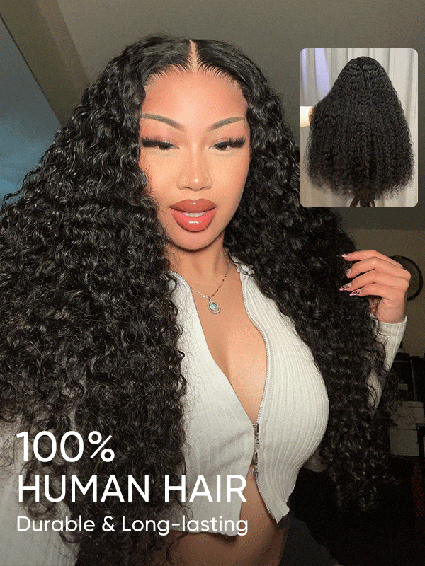 Sarah 5x5 Deep Wave Ready to Go Glueless Human Hair Wigs Pre Bleached Lace Closure Wig with Drawstring-wigflash