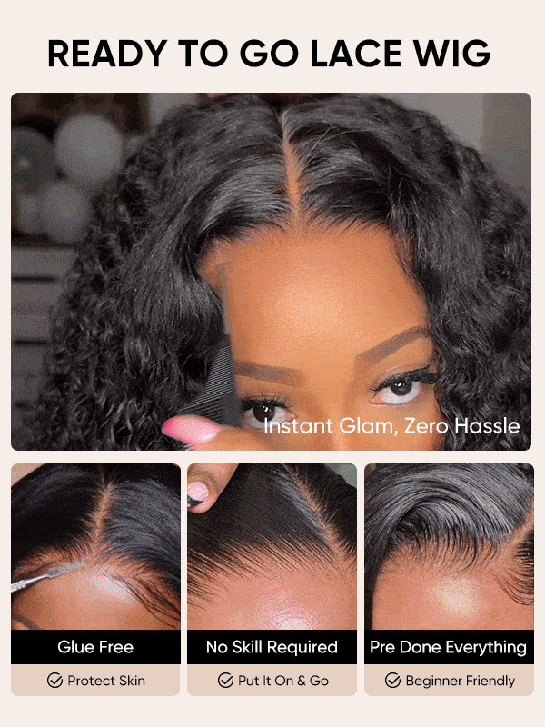 Sarah 5x5 Deep Wave Ready to Go Glueless Human Hair Wigs Pre Bleached Lace Closure Wig with Drawstring-wigflash