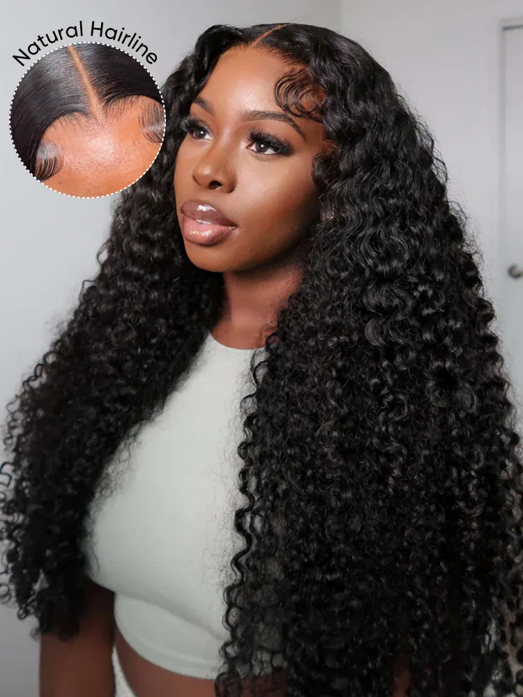Sarah 5x5 Deep Wave Ready to Go Glueless Human Hair Wigs Pre Bleached Lace Closure Wig with Drawstring-wigflash