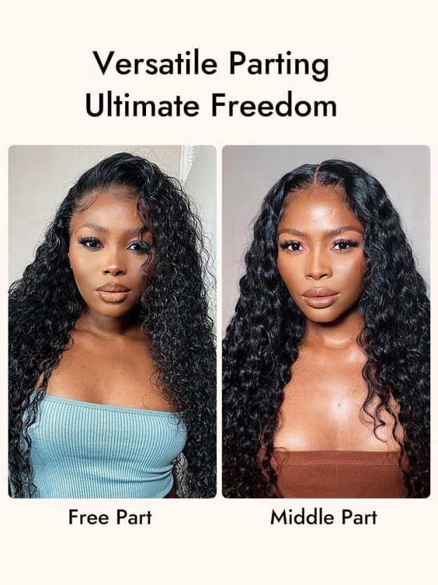 Sarah 5x5 Deep Wave Ready to Go Glueless Human Hair Wigs Pre Bleached Lace Closure Wig with Drawstring-wigflash