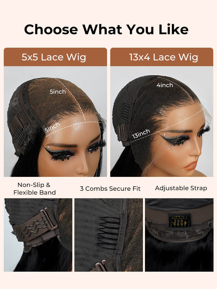 Sarah 5x5 Deep Wave Ready to Go Glueless Human Hair Wigs Pre Bleached Lace Closure Wig with Drawstring-wigflash
