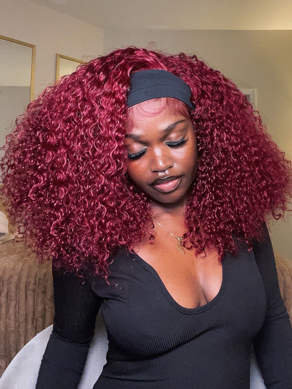 Skylar #99J Burgundy Burmese Curly Wig Bleached Knots Glueless Wigs 13x4 13x6 Lace Front Human Hair Wigs Pre Plucked