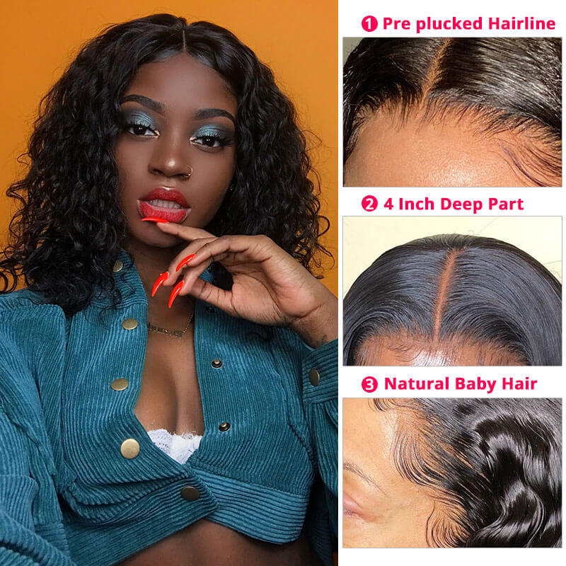 Sloane 5x5 Glueless Bob Wigs Human Hair Water Wave Lace Closure Wig