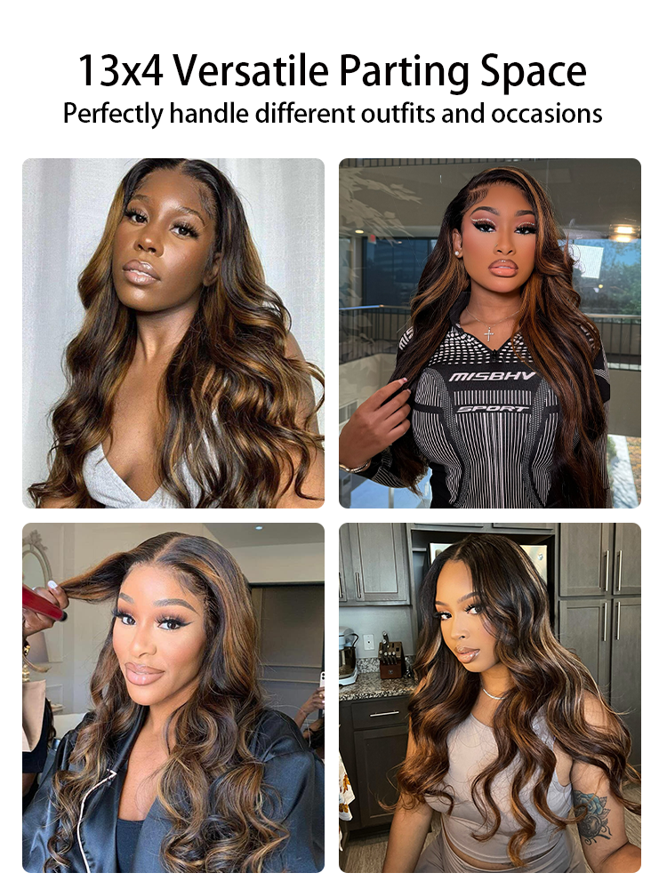 Stella 1B/30# Highlight  Body Wave Wig 13x4 Lace Front Wig Human Hair 