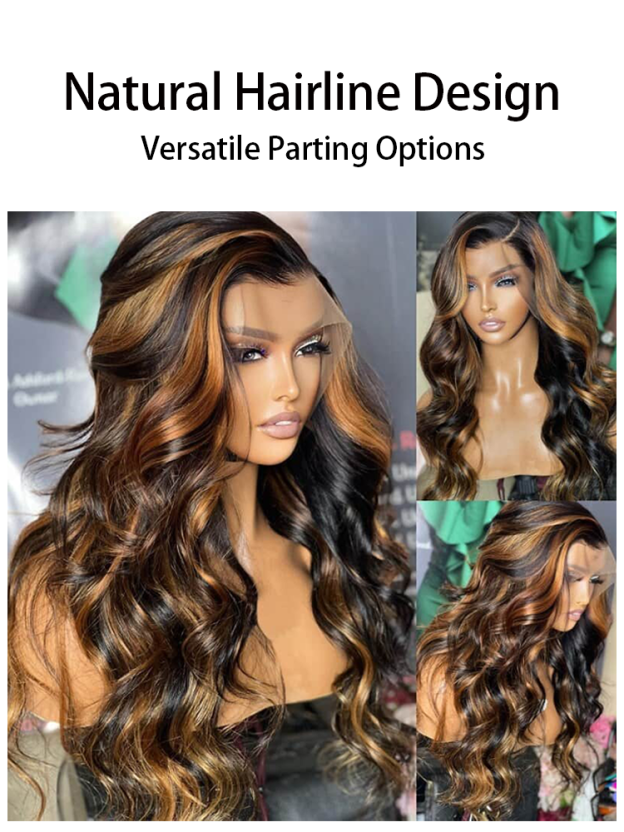 Stella 1B/30# Highlight  Body Wave Wig 13x4 Lace Front Wig Human Hair 