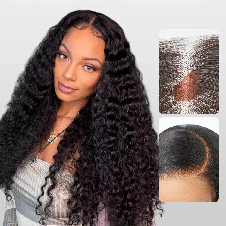 Willow Bleached Knots Glueless Bohemian Curly 13x6 Lace Front Human Hair Wigs Pre Plucked with Drawstring-wigflash