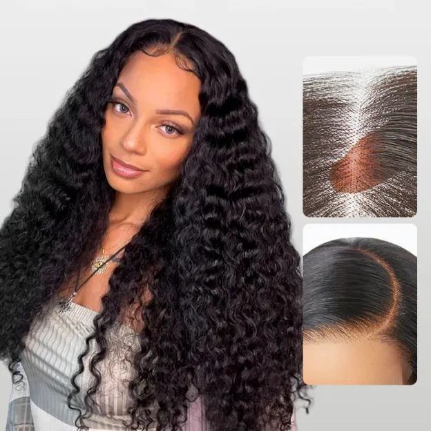 Willow Bleached Knots Glueless Bohemian Curly 13x6 Lace Front Human Hair Wigs Pre Plucked with Drawstring-wigflash