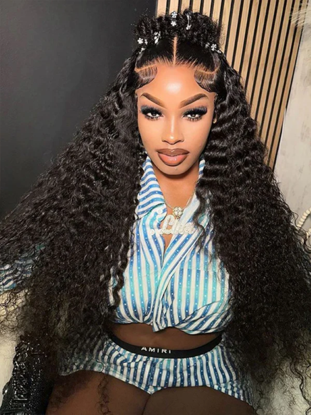 Yara Deep Wave 360 Full Lace Frontal Wigs Pre Plucked Bleached Knots with Drawstring Glueless Wigs 