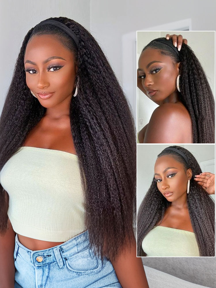 Zaria 3 IN 1 Kinky Straight Half Wig Glueless Wig Beginner Friendly with Draw-strings Yaki Straight Flip Over Wigs-wigflash