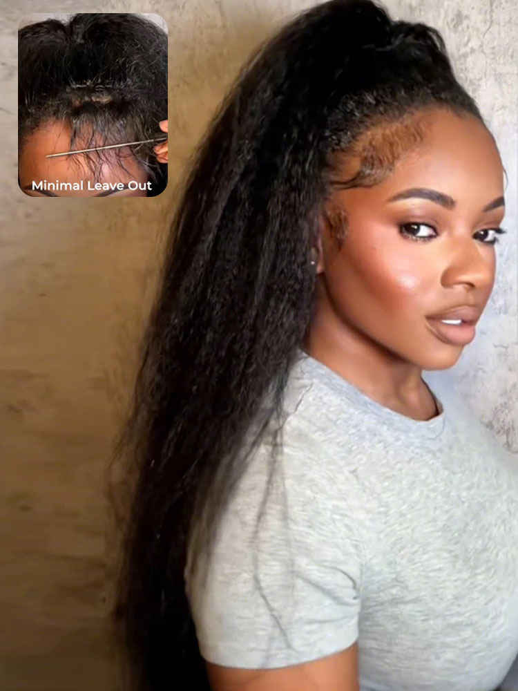 Zaria 3 IN 1 Kinky Straight Half Wig Glueless Wig Beginner Friendly with Draw-strings Yaki Straight Flip Over Wigs-wigflash