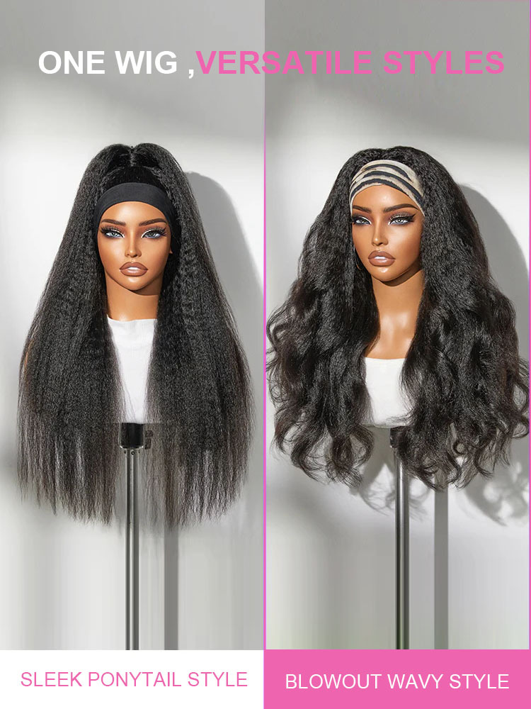 Zaria 3 IN 1 Kinky Straight Half Wig Glueless Wig Beginner Friendly with Draw-strings Yaki Straight Flip Over Wigs-wigflash