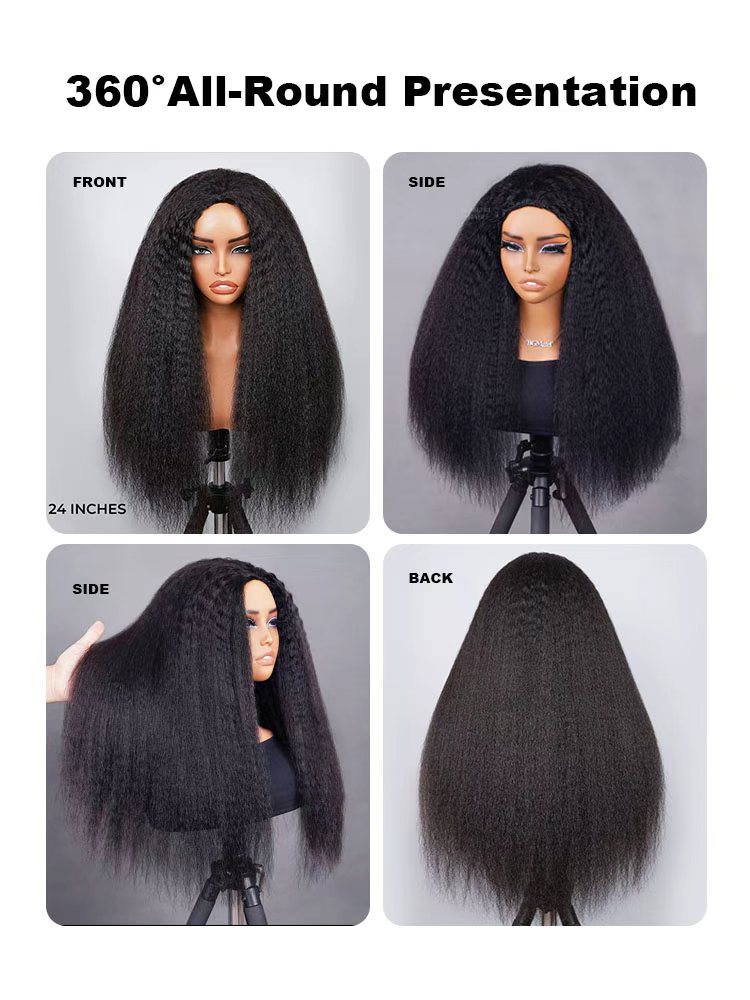 Zaria 3 IN 1 Kinky Straight Half Wig Glueless Wig Beginner Friendly with Draw-strings Yaki Straight Flip Over Wigs-wigflash