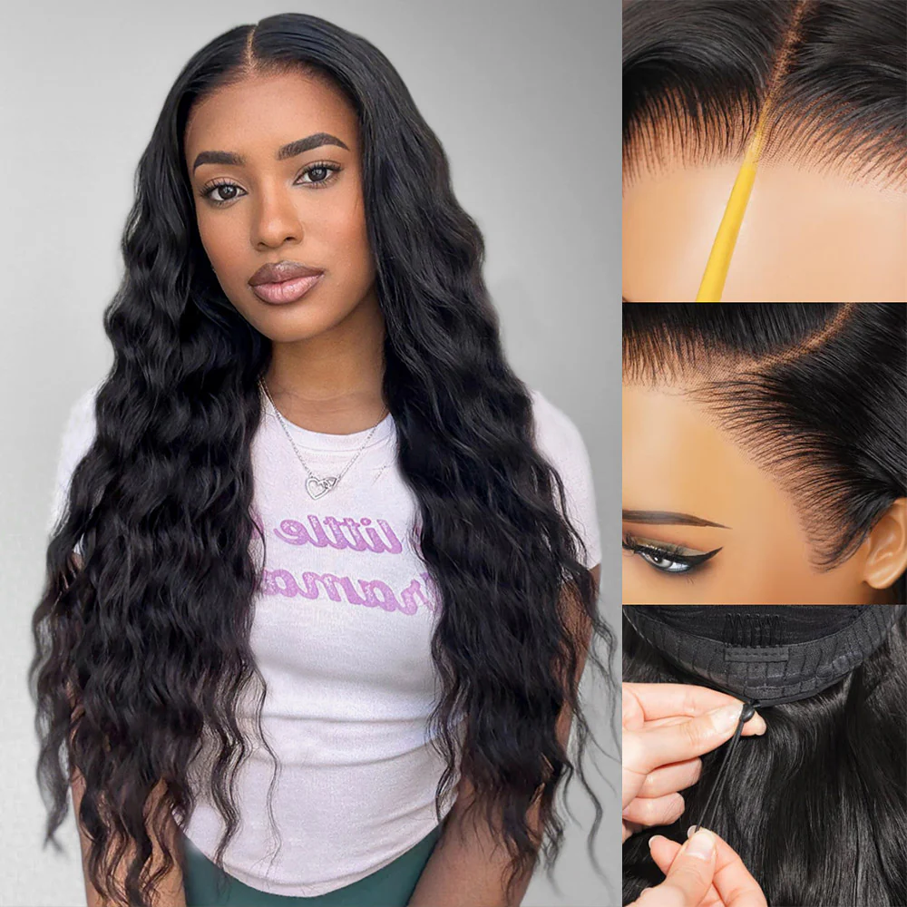 Willow Bleached Knots Glueless Bohemian Curly 13x6 Lace Front Human Hair Wigs Pre Plucked with Drawstring-wigflash