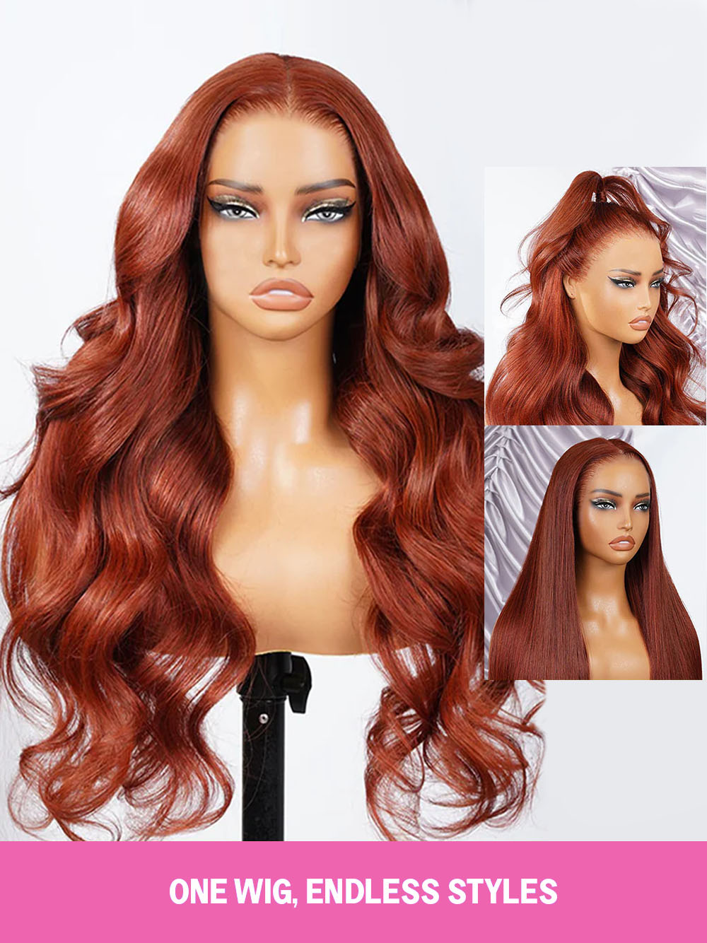 Lark Reddish Brown Bleached Knots Glueless 13x6 Body Wave Straight Lace Front Human Hair Wigs Pre Plucked with Drawstring