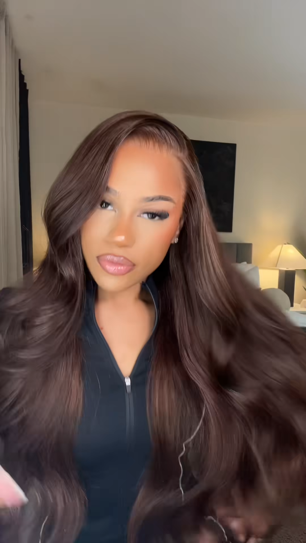 Vera Chocolate Brown Bleached Knots Glueless 13x6 Body Wave Straight Lace Front Human Hair Wigs Pre Plucked with Drawstring