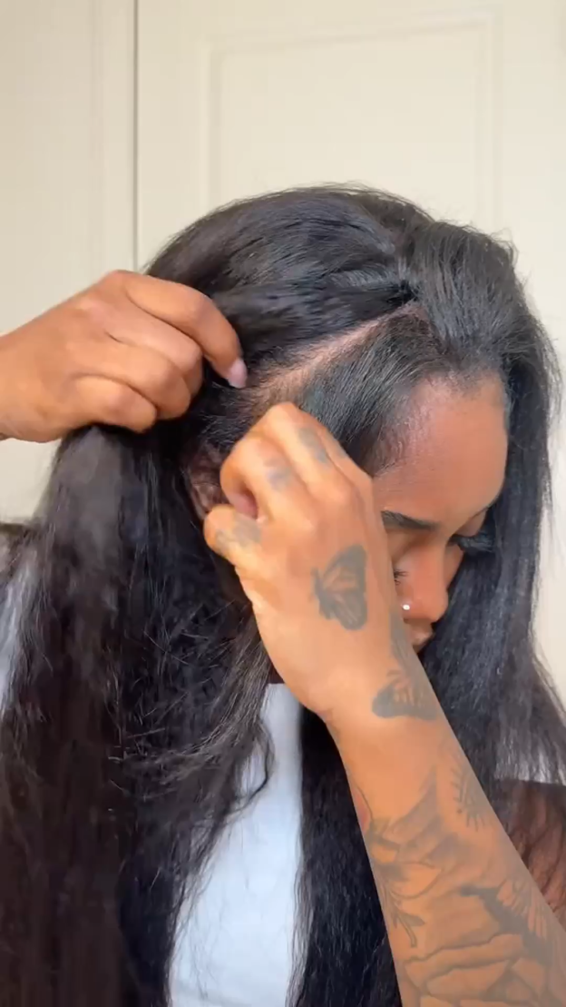 Zaria 3 IN 1 Kinky Straight Half Wig Glueless Wig Beginner Friendly with Draw-strings Yaki Straight Flip Over Wigs