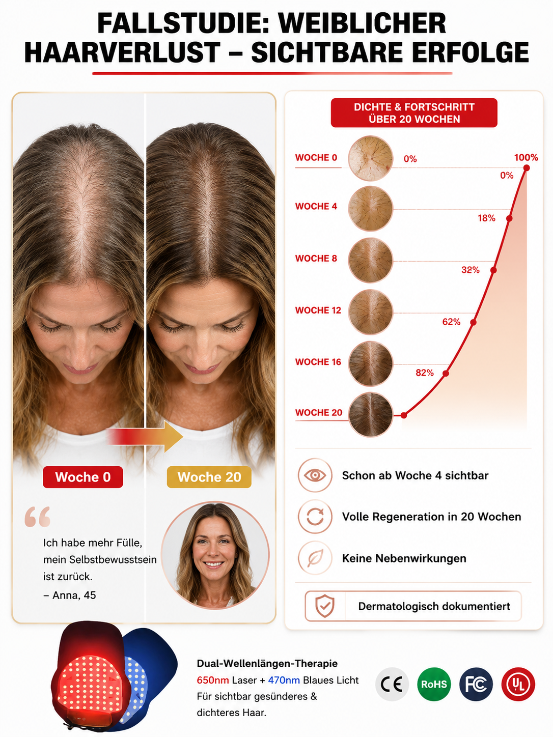 🧢 Klinisch getestete Kappe mit 272 Laserdioden – 650nm Dual-Therapie für volleres Haar in 6 Wochen, Heute 50% Rabatt + Risikofreie 30 Tage Geld-zurück-Garantie