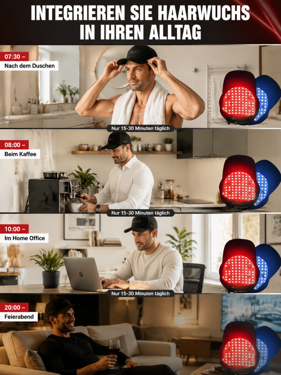 🧢 Klinisch getestete Kappe mit 272 Laserdioden – 650nm Dual-Therapie für volleres Haar in 6 Wochen, Heute 50% Rabatt + Risikofreie 30 Tage Geld-zurück-Garantie