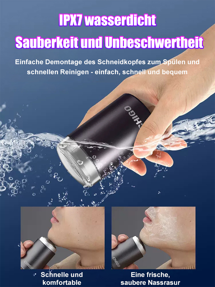 Saubere, sanfte Reinigung elektrischer Minirasierer