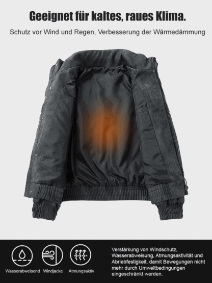 Entspannte Pilotenjacke mit Stehkragen aus Leder