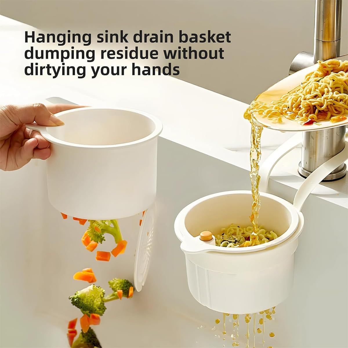 Faucet Hanging Strainer, Plastic Kitchen Drain Storage Basket