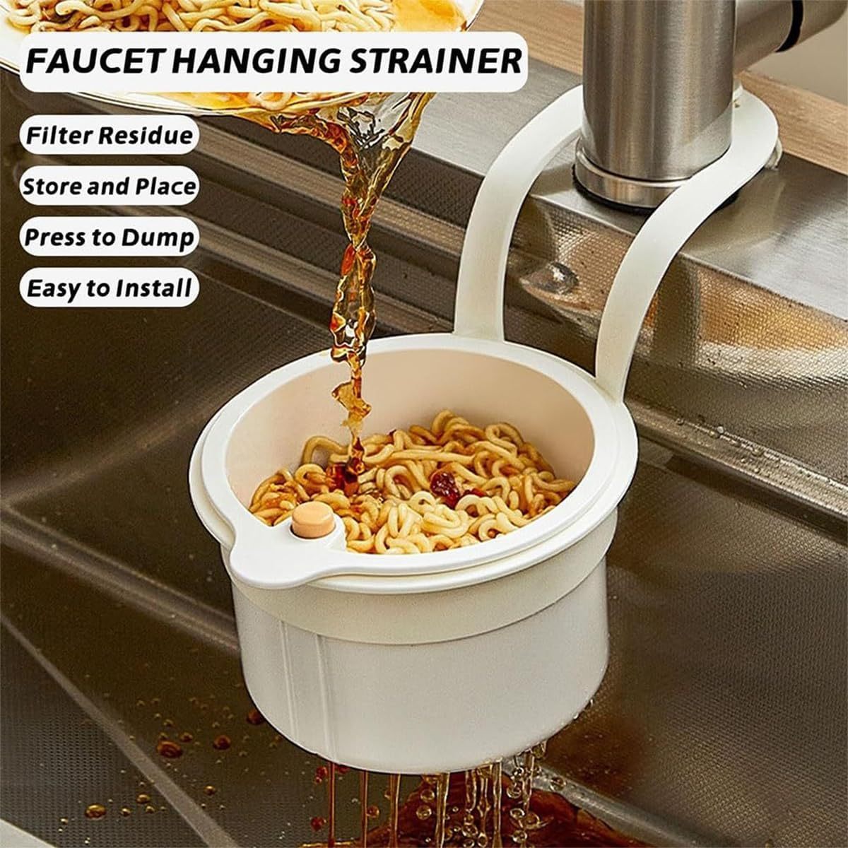 Faucet Hanging Strainer, Plastic Kitchen Drain Storage Basket