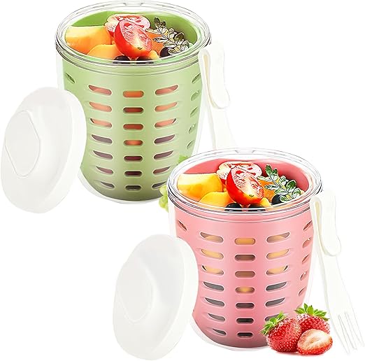 🍇Double layered draining salad cup🍊