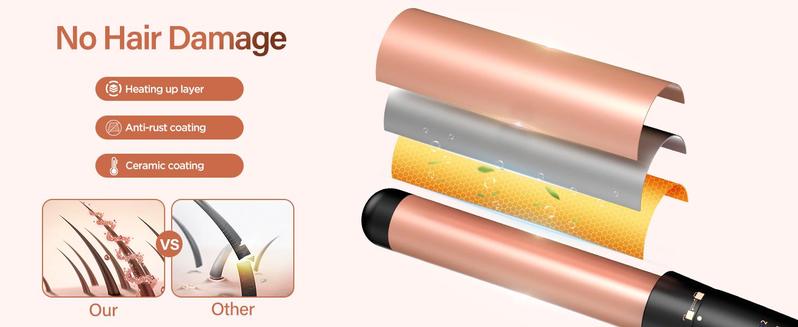 BESTOPE PRO 五合一卷发器套装（带直发器）产品介绍，3 个卷发器，3 个陶瓷卷发器，2 个温度快速加热卷发器（带手套和夹子）- 紫色，玫瑰金，最佳礼物 15
