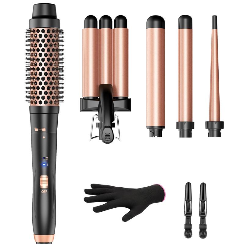 BESTOPE PRO 五合一卷发器套装（带直发器）产品介绍，3 个卷发器，3 个陶瓷卷发器，2 个温度快速加热卷发器（带手套和夹子）- 紫色，玫瑰金，最佳礼物 20
