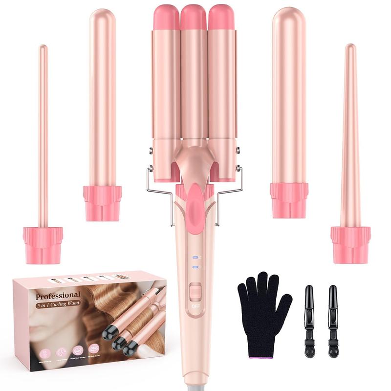 BESTOPE PRO 五合一卷发器套装（带直发器）产品介绍，3 个卷发器，3 个陶瓷卷发器，2 个温度快速加热卷发器（带手套和夹子）- 紫色，玫瑰金，最佳礼物 17