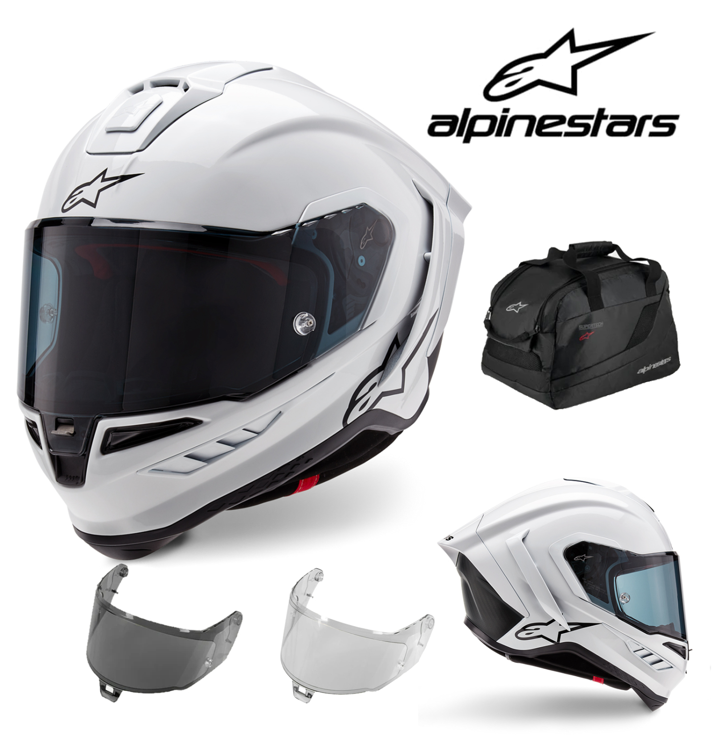 Přilba Alpinestars Supertech R10 Solid, karbonová skořepina, certifikace CE, pokročilé odvětrávání a padnutí