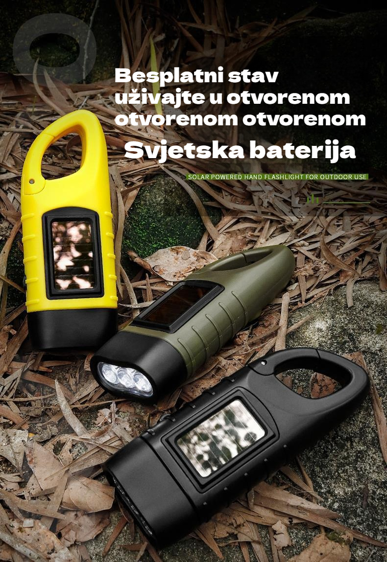 Solarna lampa s ručnim punjenjem - prijenosni generator, odličan za hitne slučajeve i avanture!