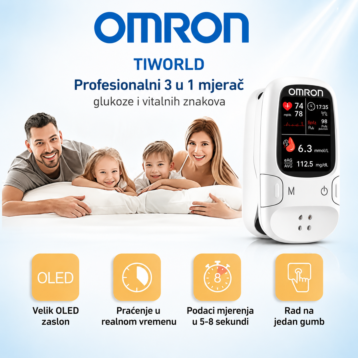 🔥 Napredna američka tehnologija 2026. 🔥 Omron™ inteligentni neinvazivni mjerač glukoze u krvi: brzo, bezbolno mjerenje razine glukoze bez igle. 🔥