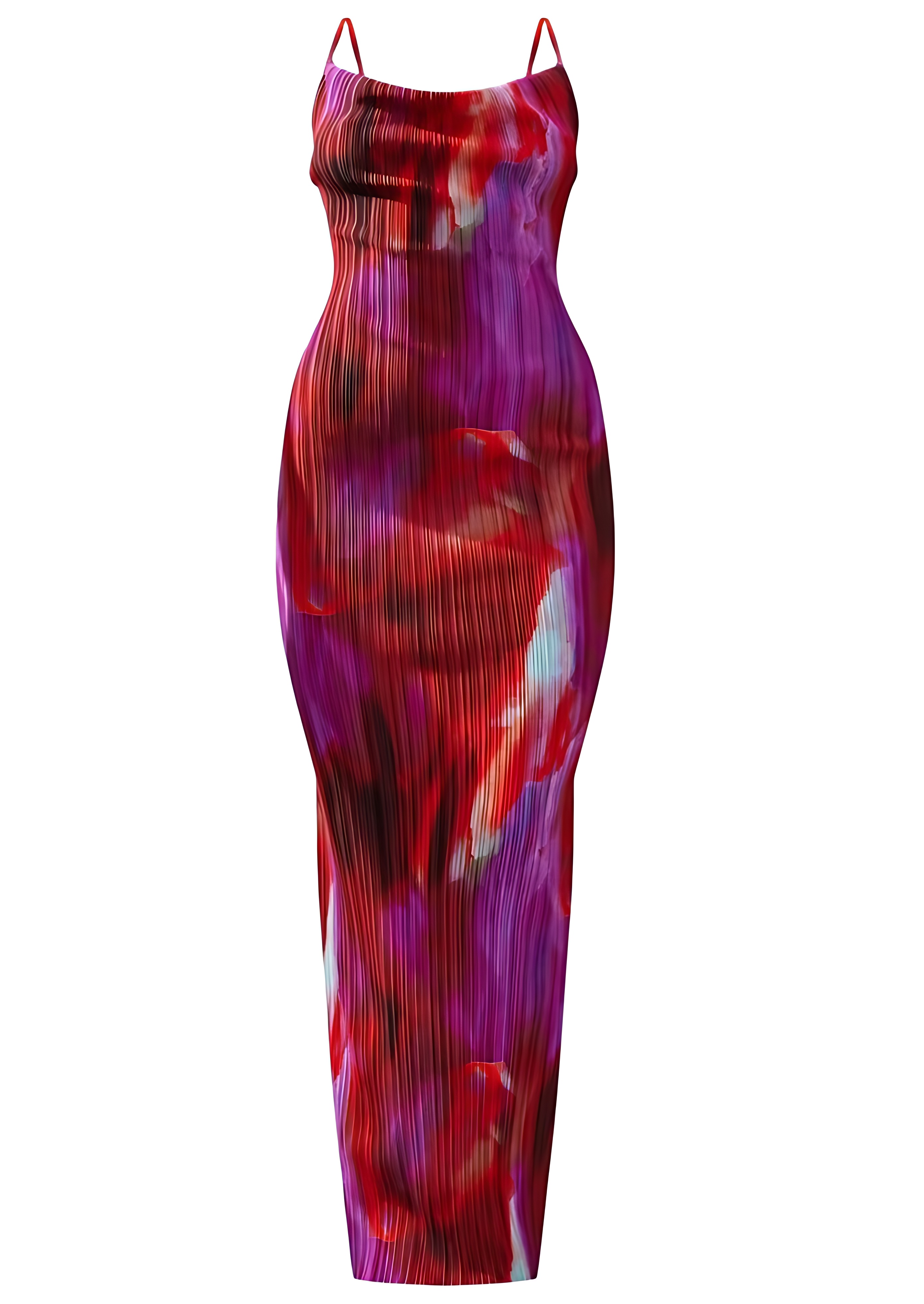 Cowl Neck Pleated Maxi Dress with Adjustable Straps